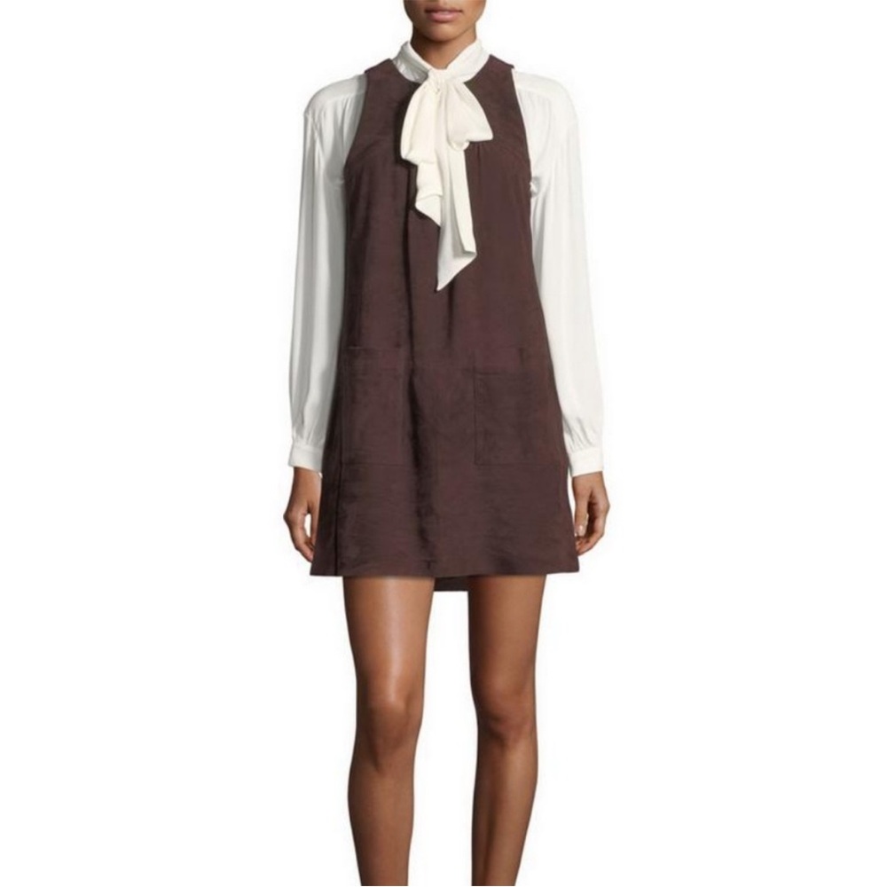 Joie Leather Chocolate Brown Sleeveless Dress. Size L.
